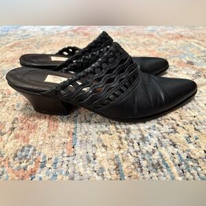 Guess? Black Leather Mules, Size 8